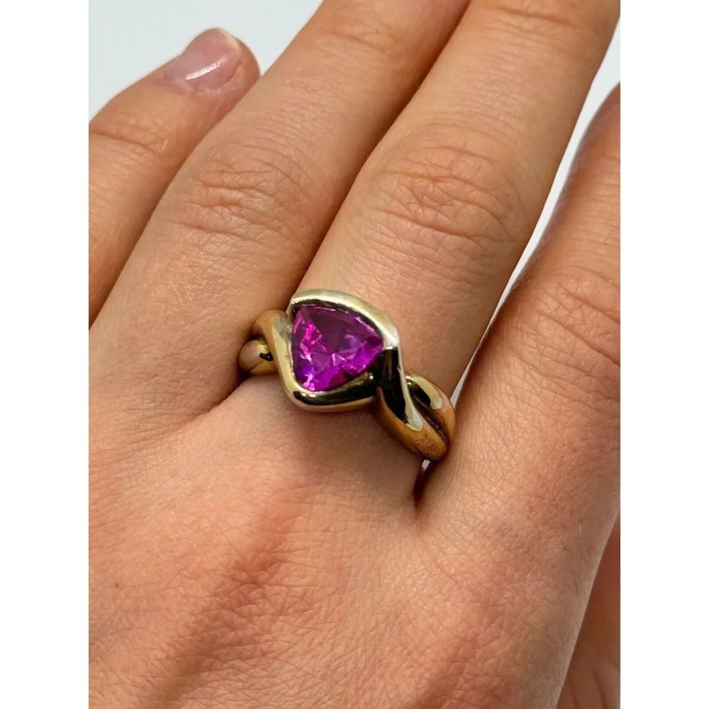 925 STERLING SILVER PINK TOPAZ RING SIZE 9